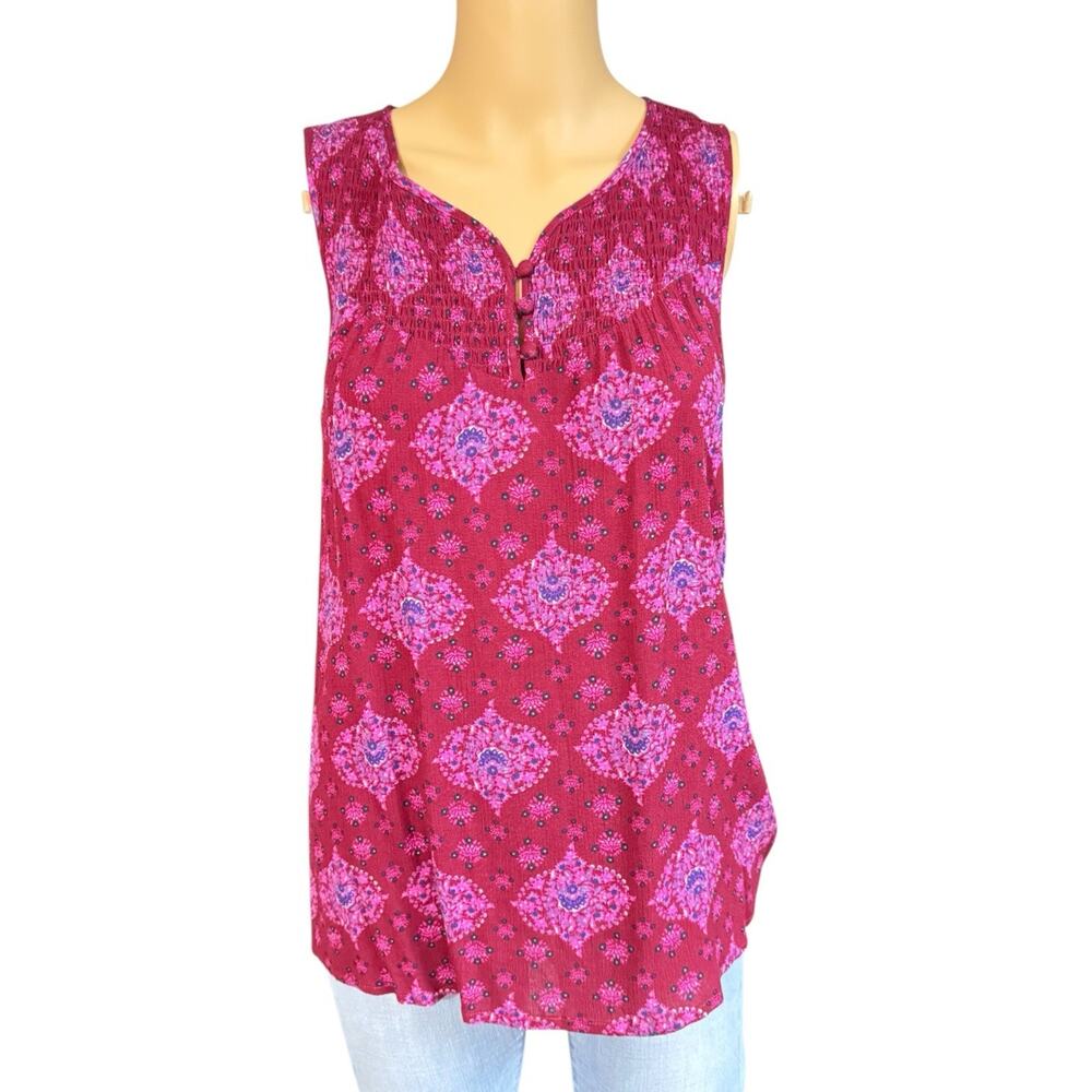 Magnolia Grace Women Plumb Purple Paisley Sleeveless Scoop Neck Top Sz/ S